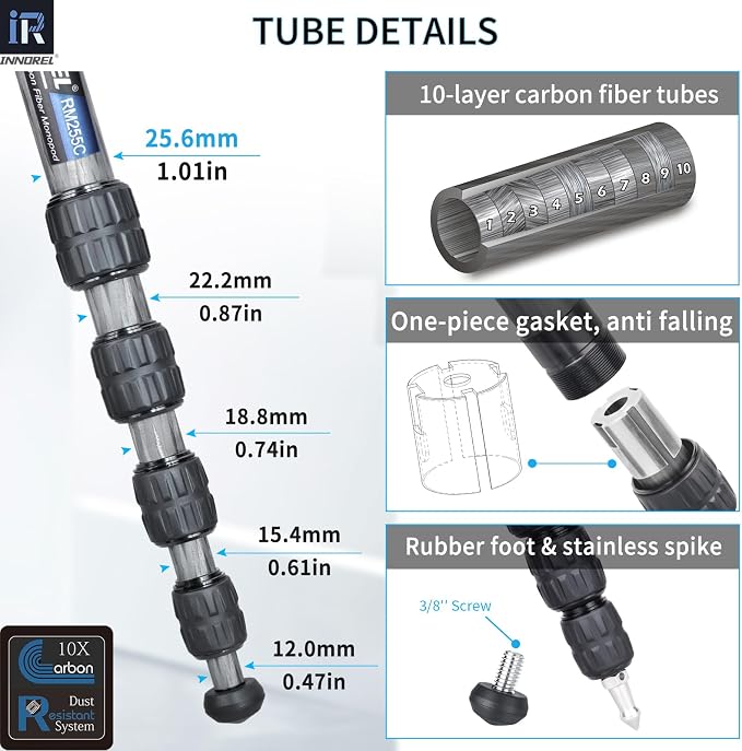 Carbon Fiber Camera Monopod INNOREL RM255C Professional Portable Compact
