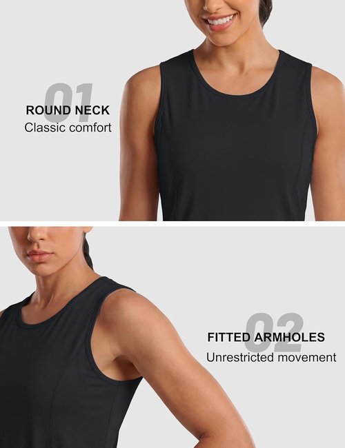 MAGCOMSEN Women's Sleeveless Workout Tank Tops - UPF 80+ Dry Fit Athletic Gym Shirt for Summer