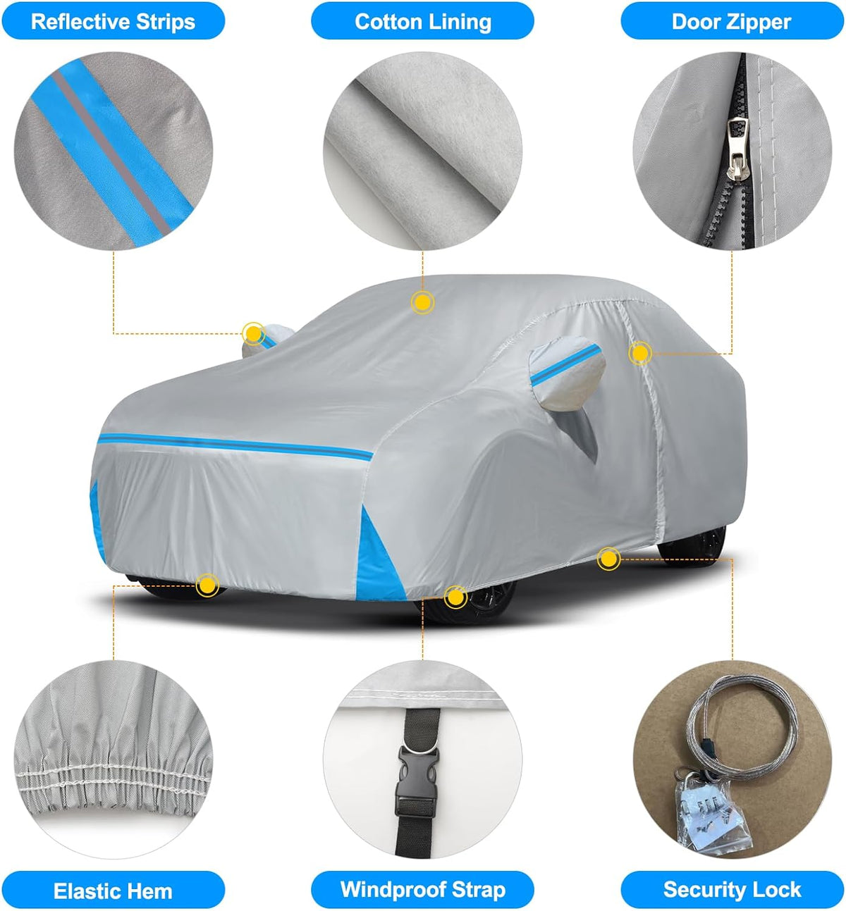 Car Cover for 1984-1996 Corvette C4, Waterproof Custom-fit Sun Rain Dust Snow All Weather Protection Outdoor C4 Full Car Cover with Door Zipper and Cotton Lining-Grey