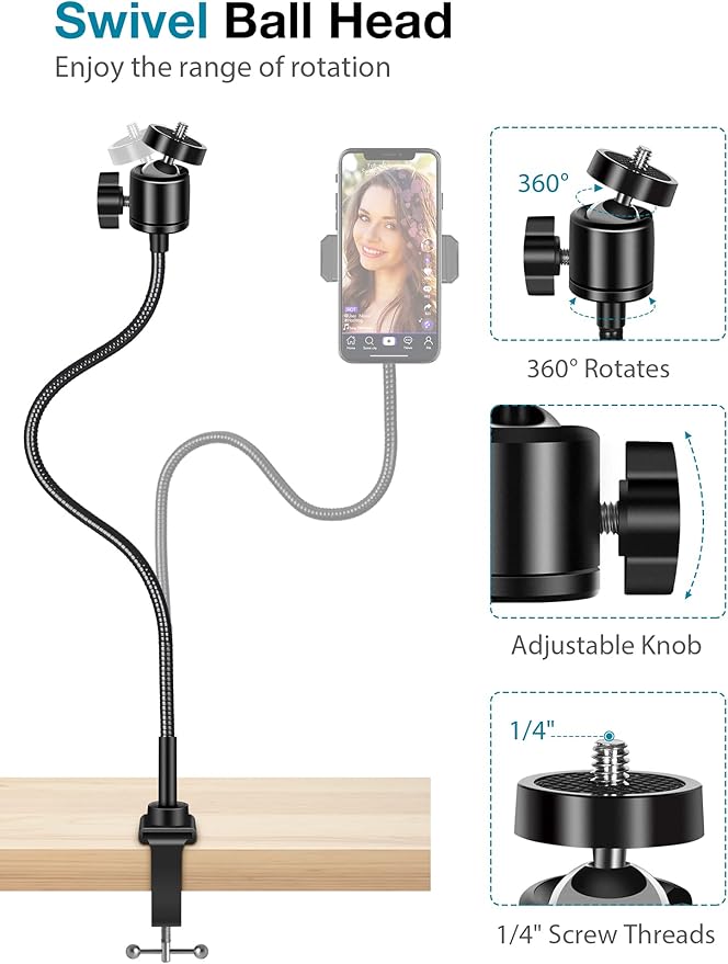 InnoGear Webcam Stand with Phone Mount, Desk Camera Arm Stands Gooseneck