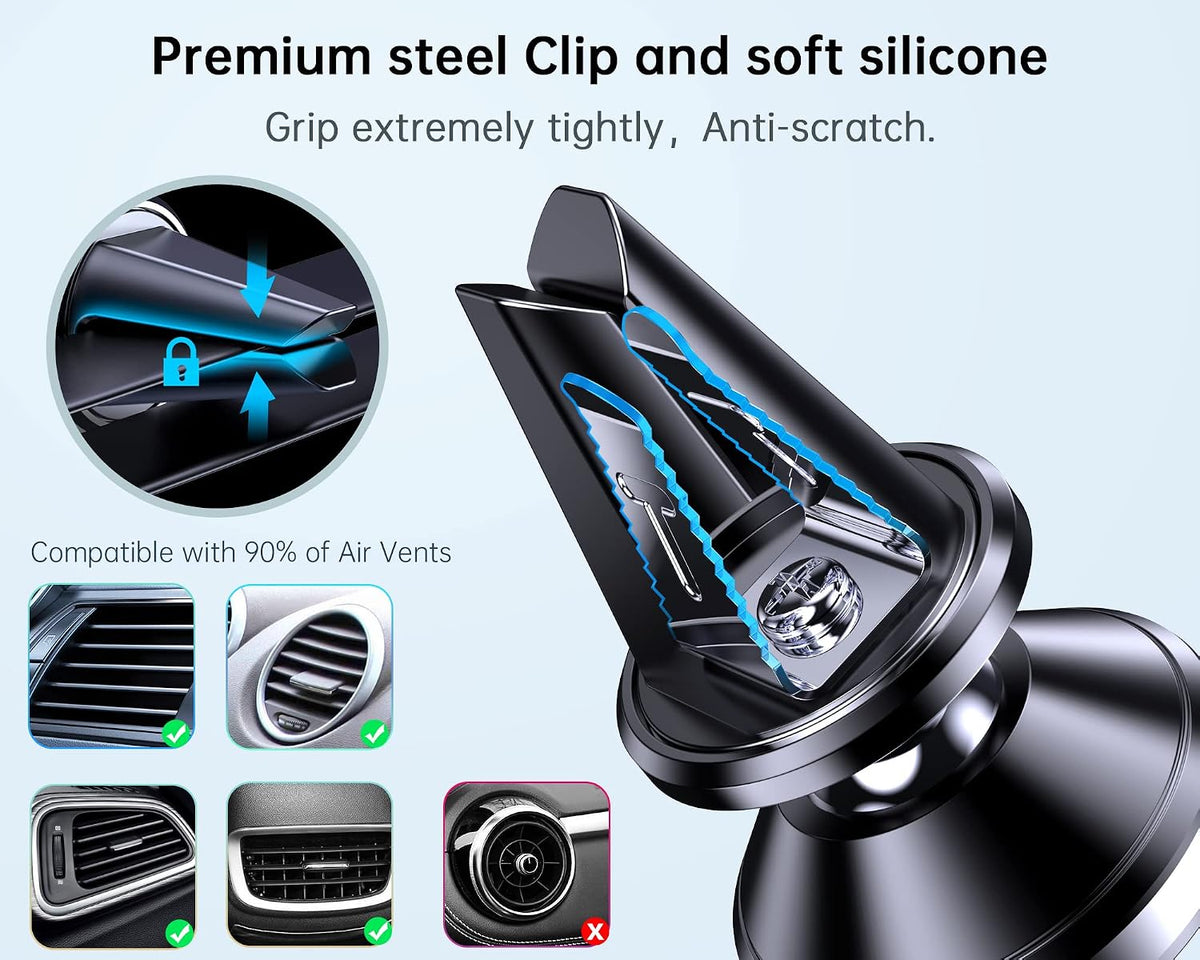 【2-PACK】Car vent Magnetic Phone Mount[ Easily Install ] Reusable Magnetic phone holder for car vent air[ Strong Magnet ] [ 360° Rotation ] Fit for iPhone 17 Pro Max 16 15 Samsung & All cell phone