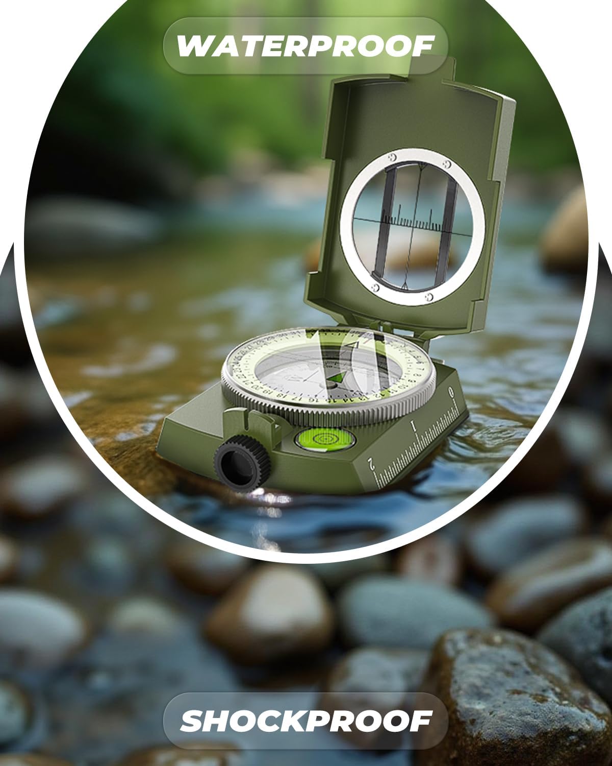 Sportneer Compass - Accurate, Durable, Lightweight Orienteering Tool | Glow in the Dark, Waterproof Hiking Essential
