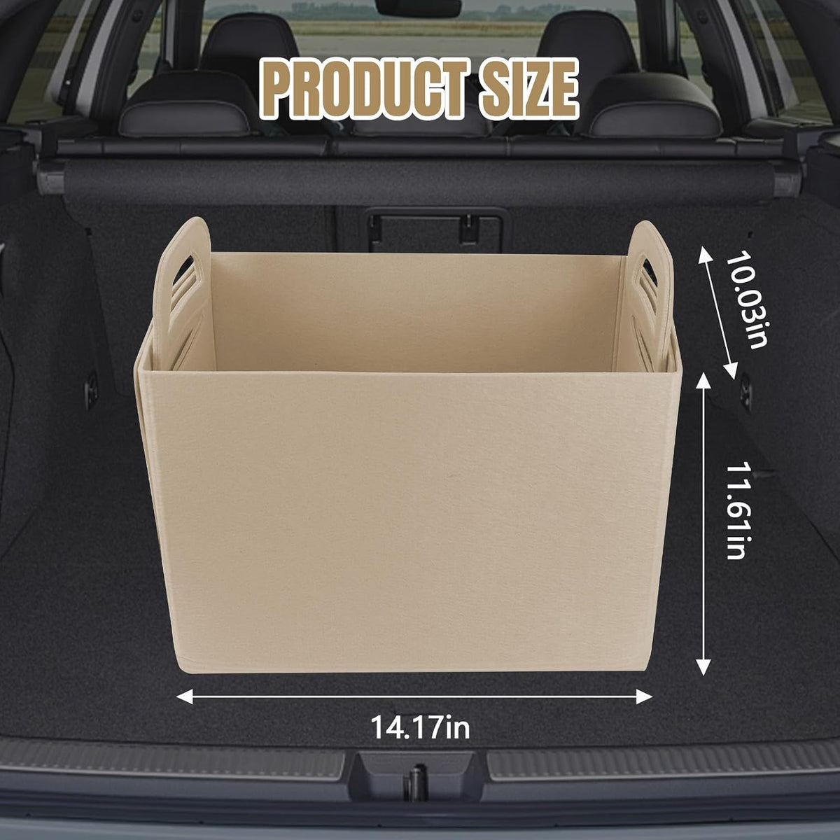 Hovom 2PCS Car Trunk Organizer, Foldable Trunk Organizer for SUV, Collapsible Felt Vehicle Organizers and Storage Box, Universal Felt Storage Basket, Travel Essentials, Car Accessories (Beige)