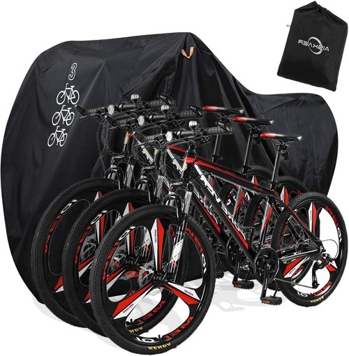 Aiskaer Bike Cover - Waterproof Heavy-Duty Protection for 2-3 Bikes | Black Polyester