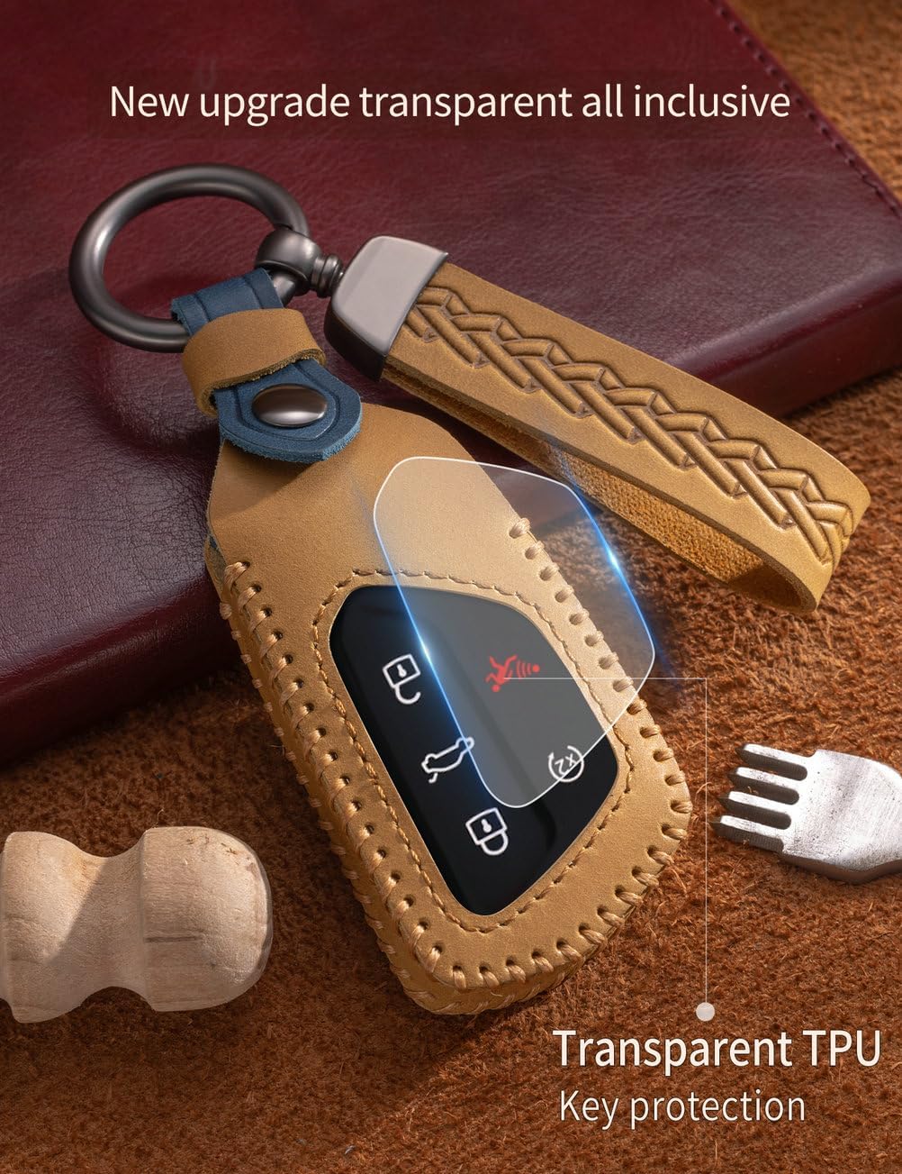 for Volkswagen Key Fob Cover Leather Car Key Case Keychain Fob Holder