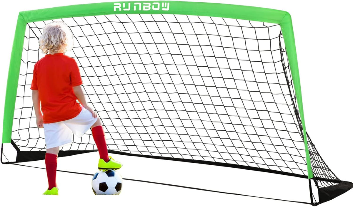 RUNBOW Kids Soccer Goal - 6x4 FT Portable Folding Net with Carry Bag for Backyard & Indoor Training