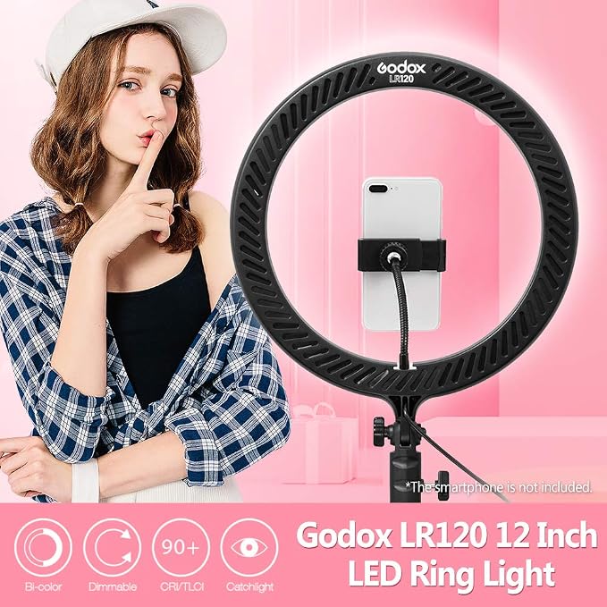GODOX LR120 12 Inch LED Ring Light Photography Light Fill-in Light 3000K-6000K