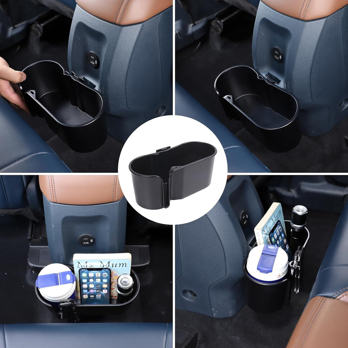 Daeiclru Rear Cup Holder Expander Organizer Compatible with Ford Maverick 2022-2024, Rear Seat Expansion Storage Box Car Drink Holder Cup Holder Insert Removable FITS Slot Accessories