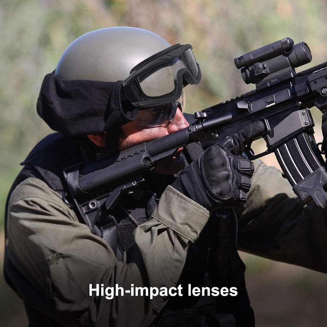 Xaegistac Tactical Airsoft Goggles - Anti-Fog Safety Glasses for Hunting & Cycling