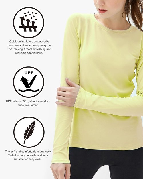 Isnowood Women's UPF 50+ Sun Protection Long Sleeve Swim Shirt - Athletic Top for Hiking & Running