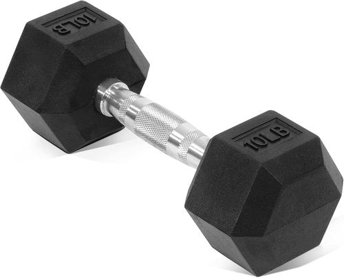 BalanceFrom Rubber Encased Hex Dumbbells - Durable Weight Options in Pairs or Singles