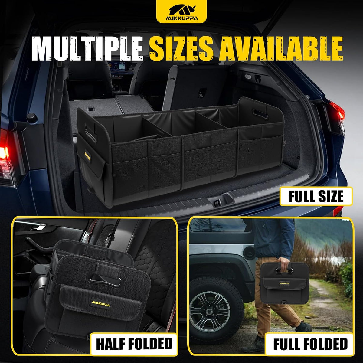 MIKKUPPA Car Trunk Organizer - 105L Collapsible SUV Trunk Organizer, Black