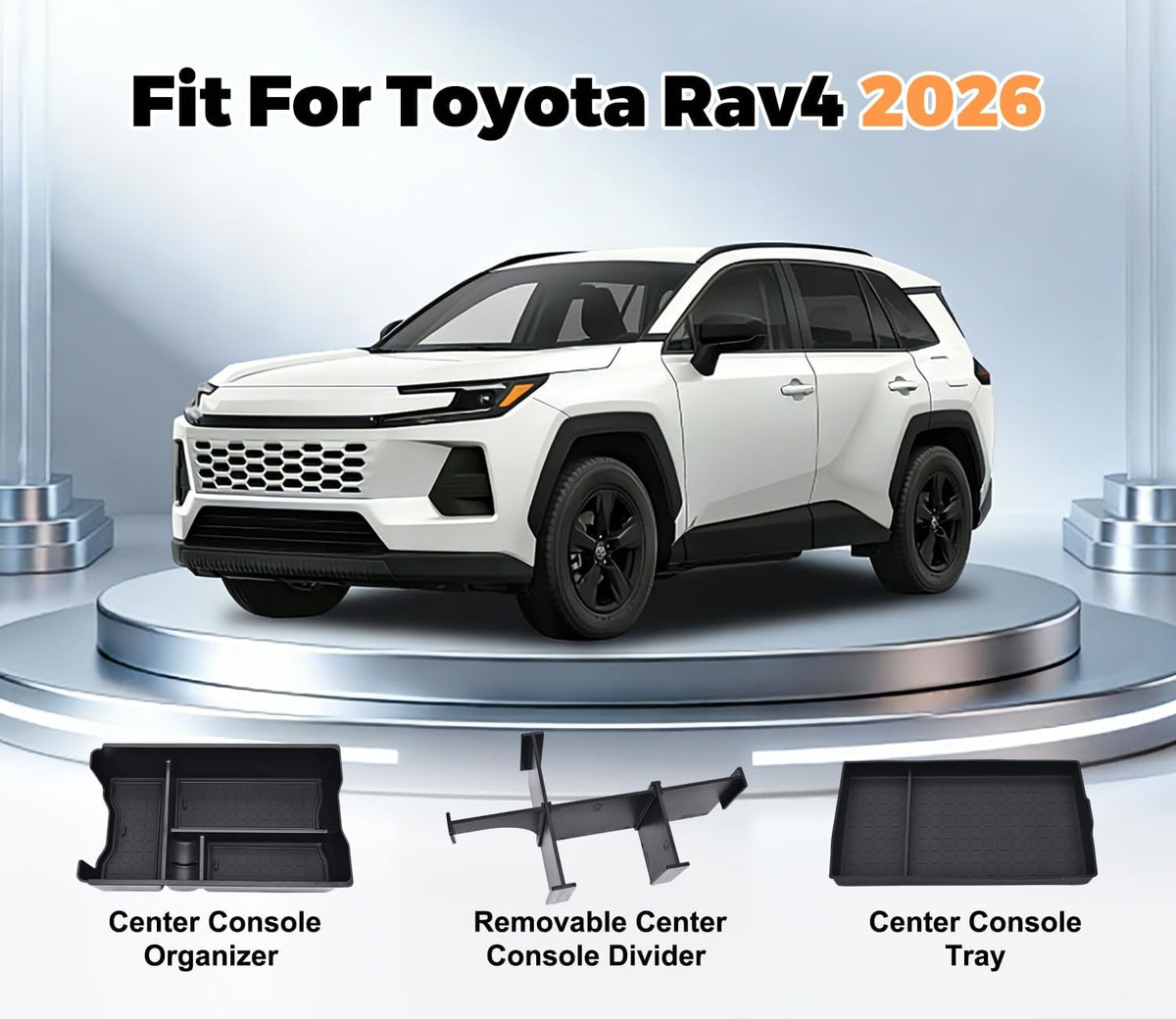GZSH 3 PCS Center Console Organizer for Toyota RAV4 2026+ Accessories