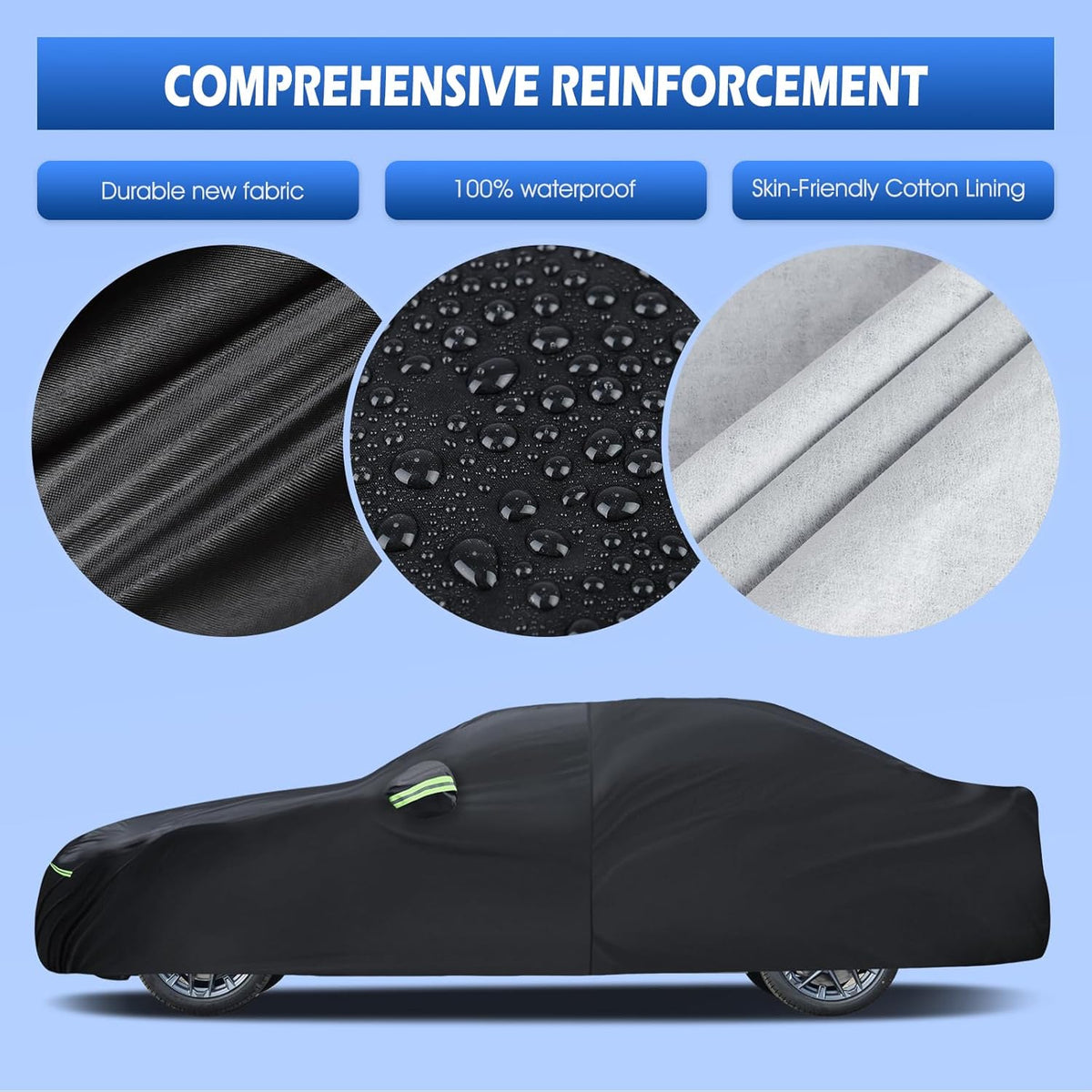 Car Cover Custom Fit for 2007-2025 BMW 3 Series M3 320i 325i 328i 330i 340i, Migaven Waterproof Full Exterior Cover Sun Rain Protection with Door Zipper and Cotton Lining