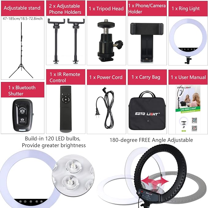 Upgraded 18 inch LED Ring Light
