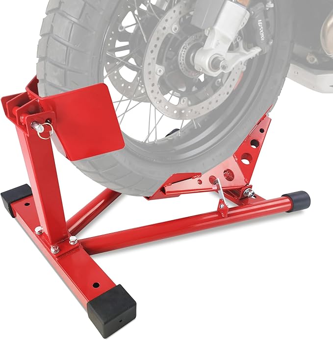 Garvee Universal Wheel Chock & Motorcycle Stand Heavy Duty 1500Lb Capacity Adjustable Motorcycle Wheel Chock 12''-21'' for Trailers, Cruiser, Sport and Dirt Bikes
