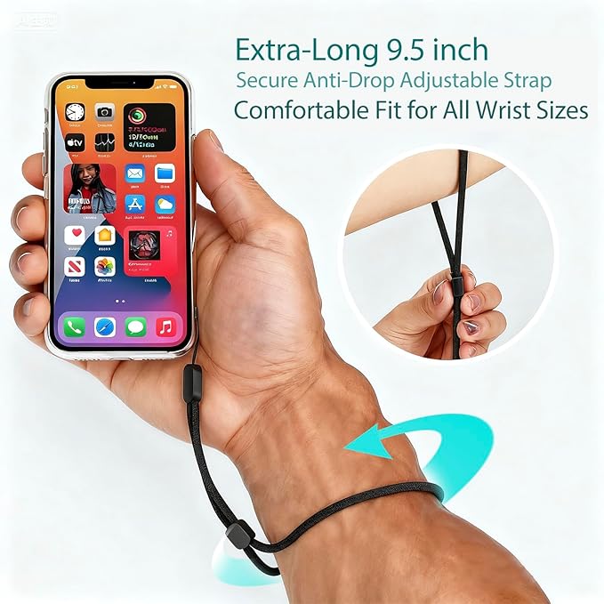 Hukado Hand Wrist Strap Lanyard, 6 Pack 8inch Adjustable Nylon Wristlet Straps