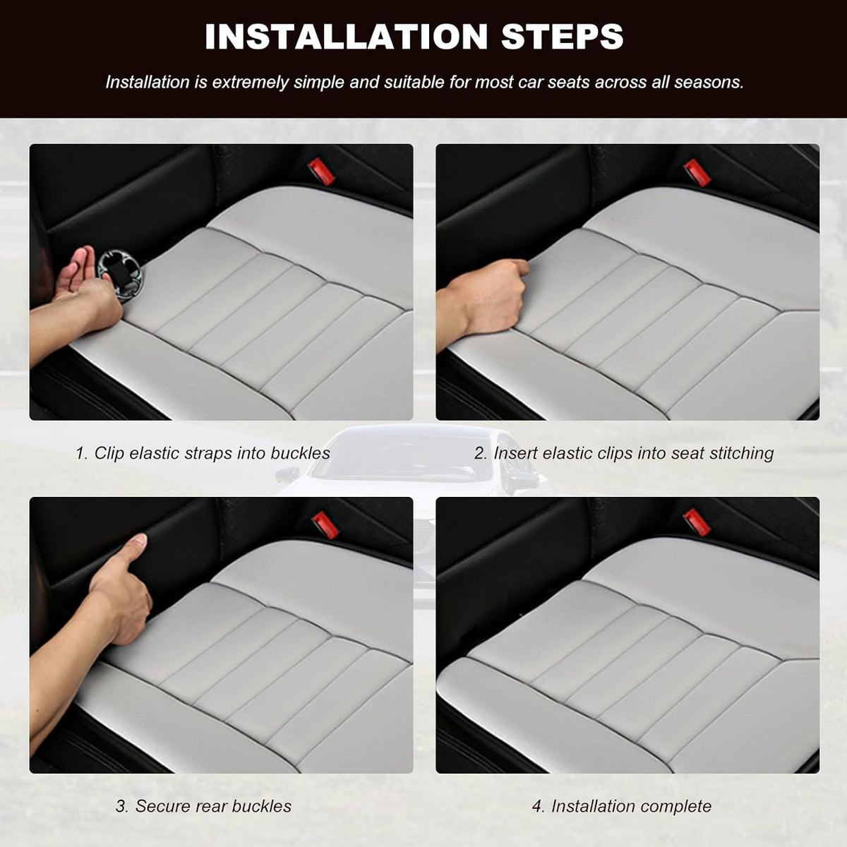 Car Seat Cushion Chair Cushions, Breathable Driver Seat Protector with 1.2" Thick Comfort Memory Foam, Non-Slip Pressure Relief Driver Seats Pillow for Vehicle Office Home (Black)