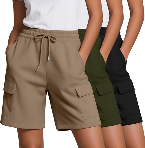 Neer Women's Bermuda Shorts - Casual Knee-Length Cargo Shorts with 4 Pockets | Elastic Drawstring