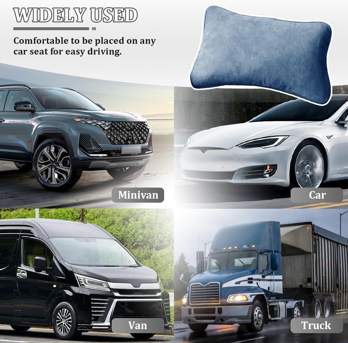 Car Lumbar Support Pillow, Suede Leather Vehicle Driving Seat Lumbar Support Pillow for Lower Back Pain Relief, Auto Interior Back Cushion Pad, Universal for SUV Sedan Truck (Ammonia Blue)