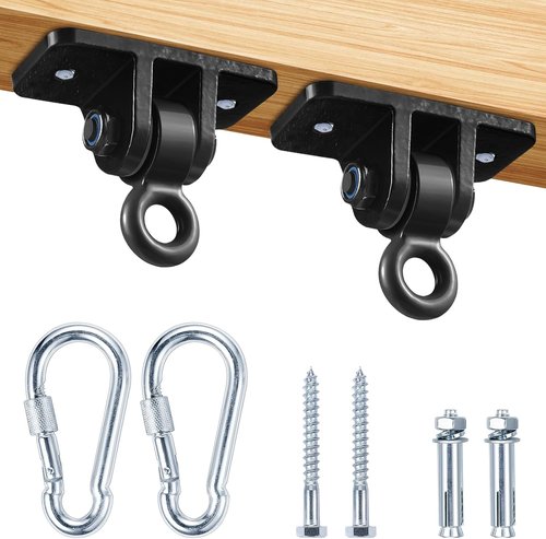 MDAIRC Heavy Duty Swing Set Brackets - Durable Hangers for Indoor/Outdoor Use | 2 Pack Black Hooks