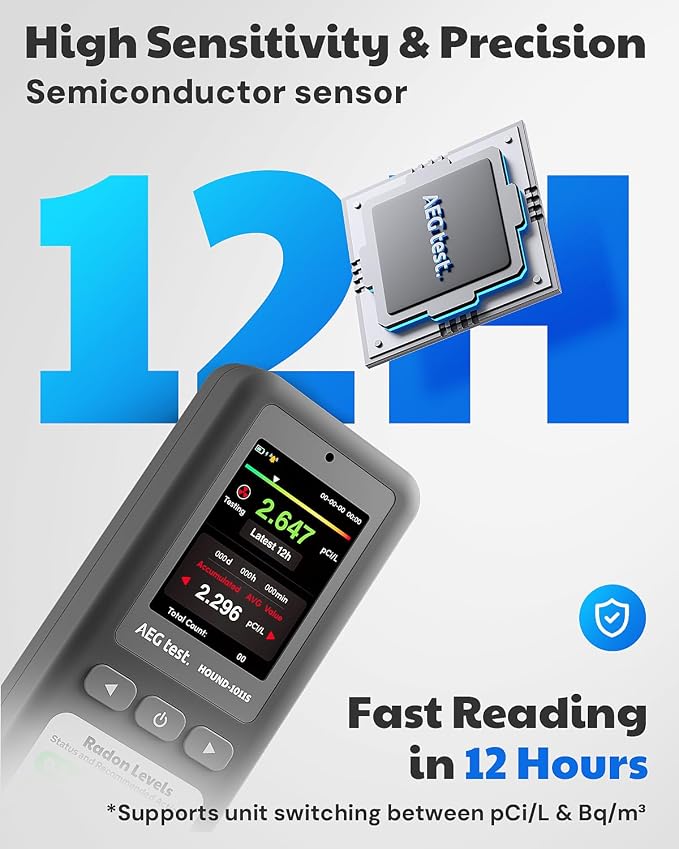 HOUND-1011S Portable Radon Detector, High-Accuracy Sensor