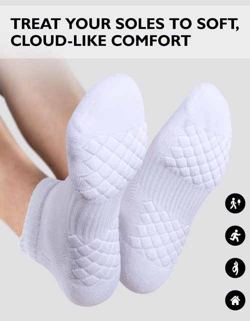 CLOSEMATE Men's Running Socks - Cushioned Ankle Athletic Socks | Breathable Cotton, 6 Pairs