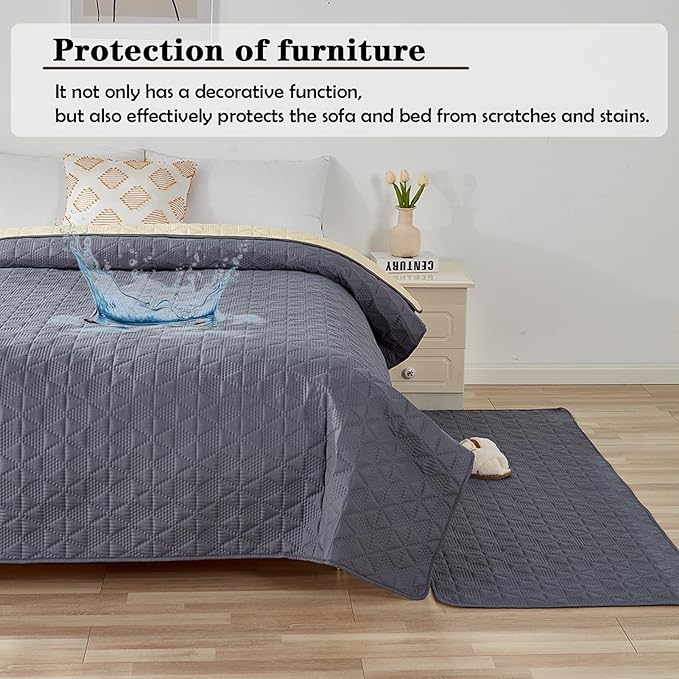 Waterproof Dog Bed Cover Pet Blanket, Soft Pet Couch Covers for Sofa Washable, Bed Couch Sofa Furniture Protector for Puppy Cat Kids (Grey,130 * 210 CM)