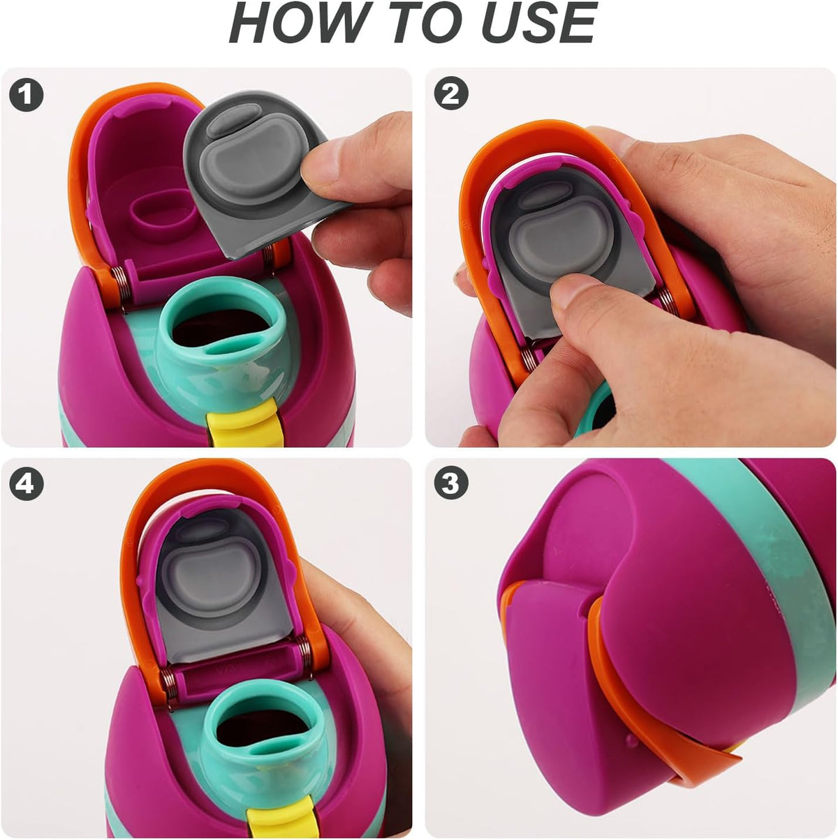 PEUTIER Replacement Stopper Set - BPA-Free Silicone Lids for Owala FreeSip Water Bottles | 3pcs