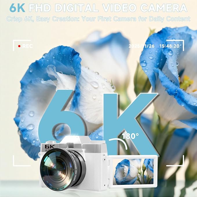 6K Digital Camera for Photography Autofocus, 2026 Upgraded WiFi Vlogging Camera