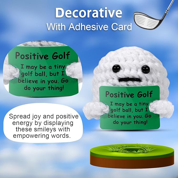 AICase Golf Gifts Accessories Funny Positive Golf Ball Crochet Gag Gift Ideas, Emotional Support Nuggets for Men Women Golfers Tournament Dad Mom Fathers Day Christmas Easter Birthday Stuff