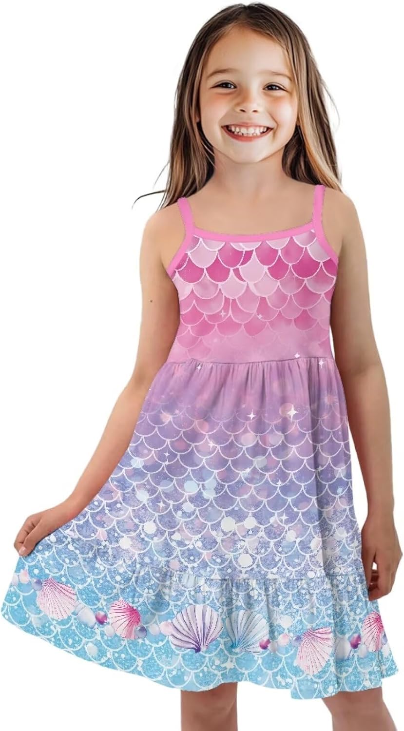 Youngerbaby Spaghetti Strap Midi Dress for Toddler Girls | Back to School Sundress (3-14T)