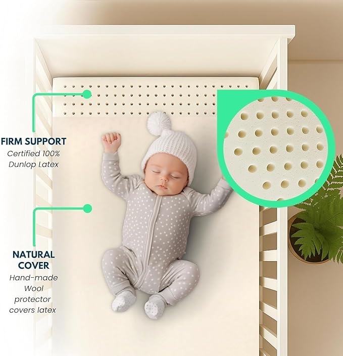 ORGANIC TEXTILES Organic Baby Mattress Topper with Wool Cover - GOLS/GOTS Certified - Breathable, Hypoallergenic, 3" Mini Sleeper (31"x18")