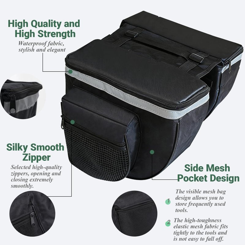 Yuecoom Bicycle Panniers, Bike Bag, Bicycle Rack Bag Bike Rear Carrier, 25L Waterproof Mountain Road Bike Rack Rear Seat Tail Carrier Trunk Doubility Pannier Bag