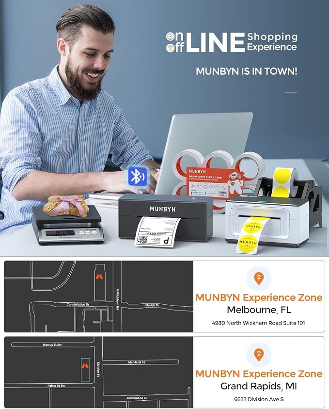 MUNBYN Shipping Label Printer RealWriter 941, 4x6 Thermal Label Printer