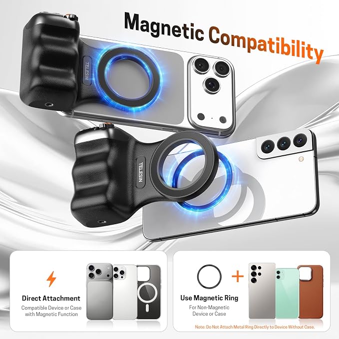 Magnetic Phone Camera Grip, Smartphone Holder Selfie Handle Snap