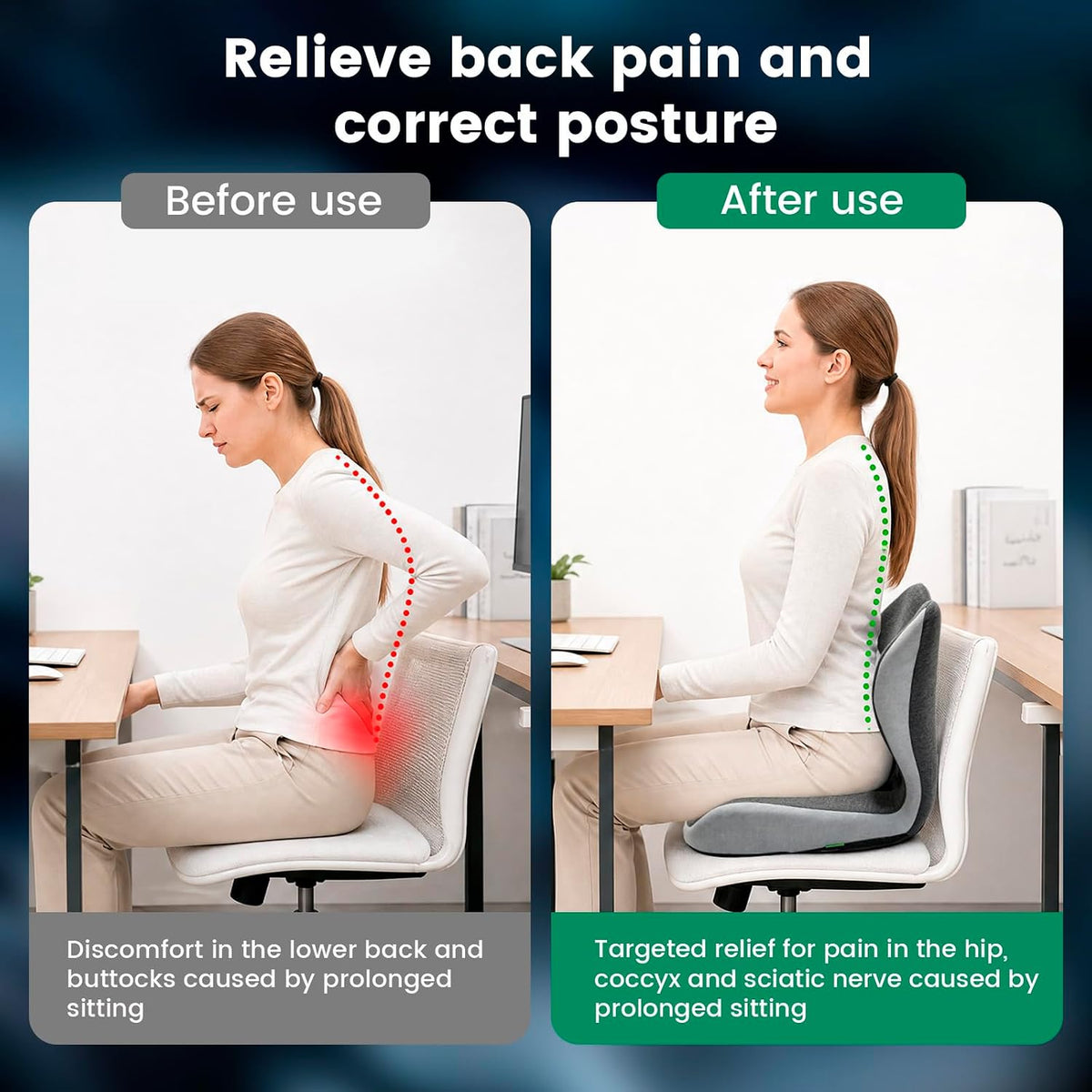 Car Seat Cushion For Long Driving，Office Chair Cushions For Back And Butt