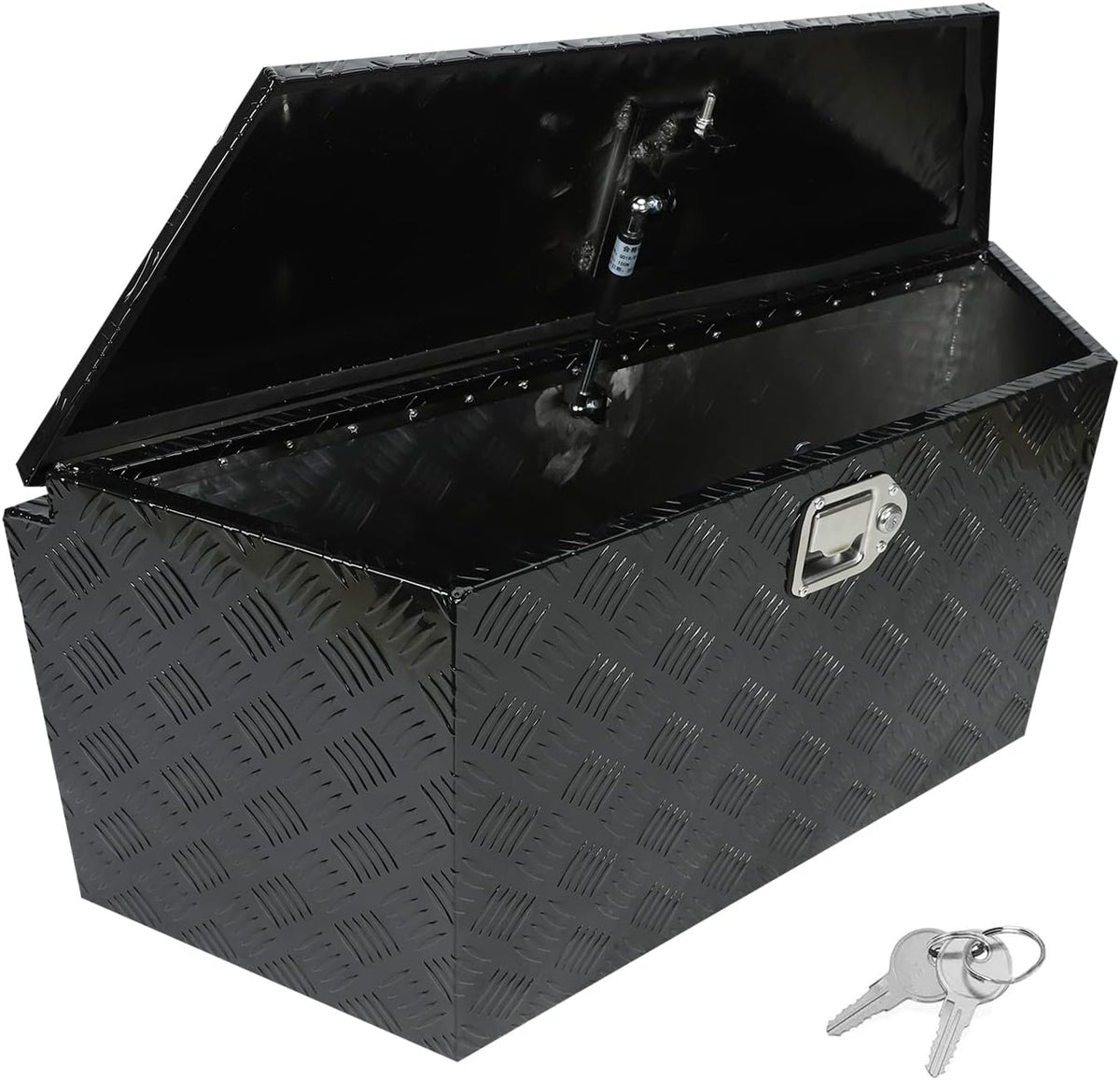 39"X16.5"X12" Black Heavy Duty Aluminum Trailer Tongue Box Pick Up Truck Tool Box Storage Organizer 5 Bar Tread with Lock and Keys