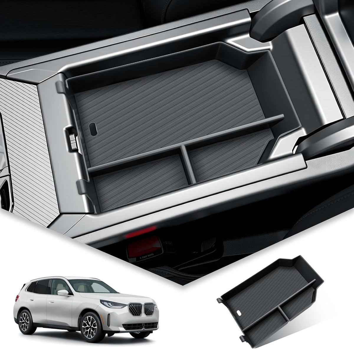 BIBIBO 2025 2026 X3 Center Console Organizer for 2025 2026 BMW X3 G45 (30 xDrive/M50 xDrive) Console Tray 2025 2026 BMW X3 G45 Insert Glove Pallet Organizer