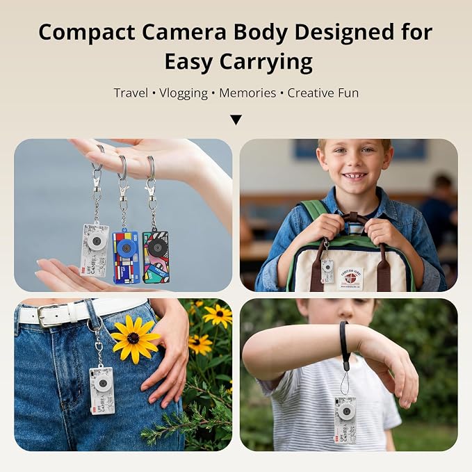 Mini Keychain Digital Camera, 1440P Video, 2MP Photos, 16GB Card, Type C