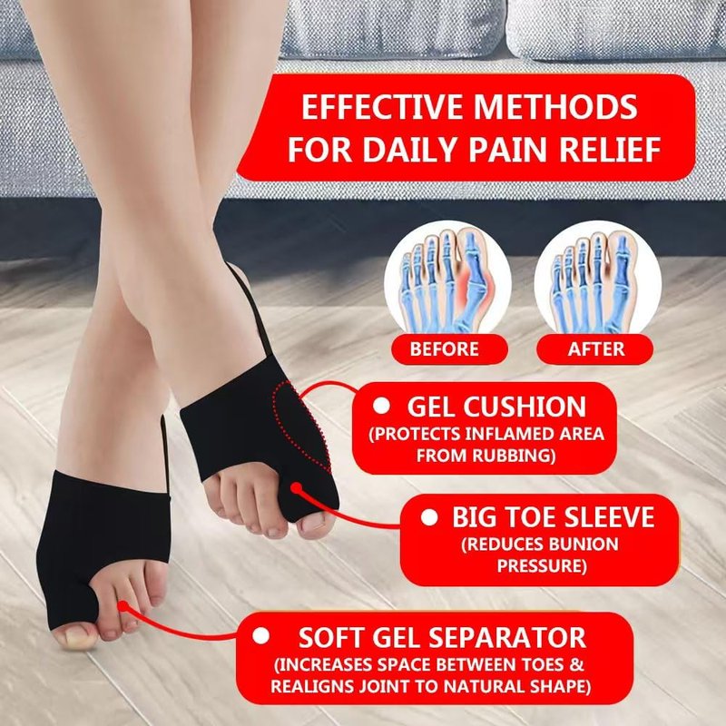 ZXCFBEA 2PCS Bunion Corrector for Women & Men,Big Toe Separators-Bunion Splint-Bunion Pads-Hammer Toes Straightener-Toes Spacers Pain Relief, Comfortable & Breathable for Day/Night (Black)