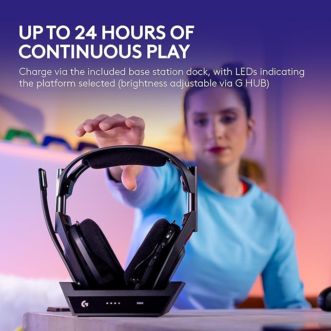 Logitech G Astro A50 Multi-Platform Wireless Gaming Headset - White | For PS5, Xbox, PC, Switch - PLAYSYNC Audio Switcher, <16 bit/48kHz (Console), <24 bit/48 kHz (PC), <24hr Battery, 2.4GHz & BT