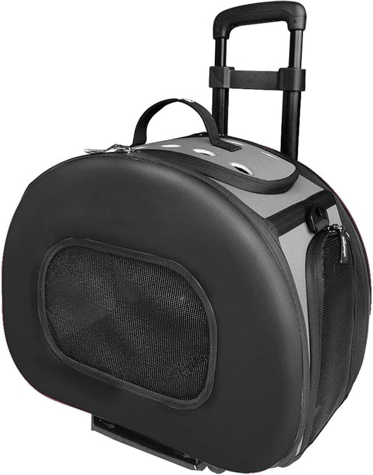 Pet Life ® 'Final Destination' Military-Grade Hardshell and Light 2-in-1 Wheeled or Carrying Travel Airline Cat and Dog Carrier Crate or Portable Pet Kennel