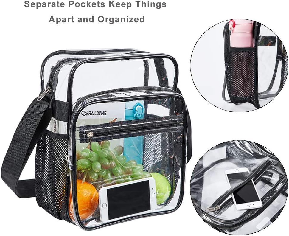 Skiennix Clear Bag - Stadium Approved Crossbody Messenger Shoulder Bag with Adjustable Strap | Ideal for Concerts & Sports Events