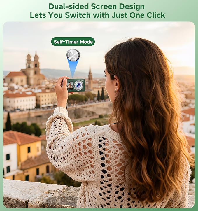 Digital Camera, 56MP Dual Screen Autofocus Vlogging Camera, 16X Zoom Point and