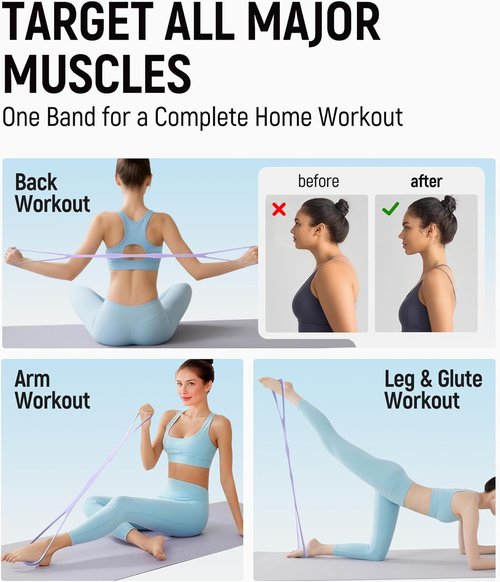 Figure 8 Resistance Bands by Upgraded | Durable, Odorless Silicone for Yoga, Pilates & Therapy - High Elasticity