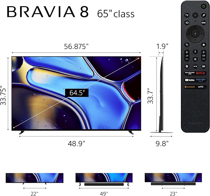 Sony K65XR80 65 Inch IMAX Enhanced Bravia OLED 4K HDR Google TV with 2 Year Amber Protection Plan (2024)