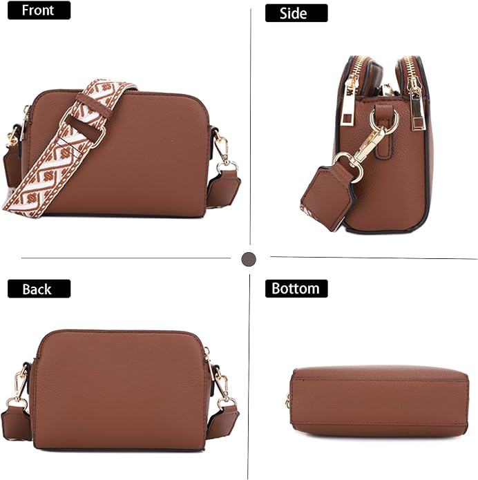 EVVE Crossbody Bags for Women Trendy Triple Zip Small Crossbody Camera Bag Purse