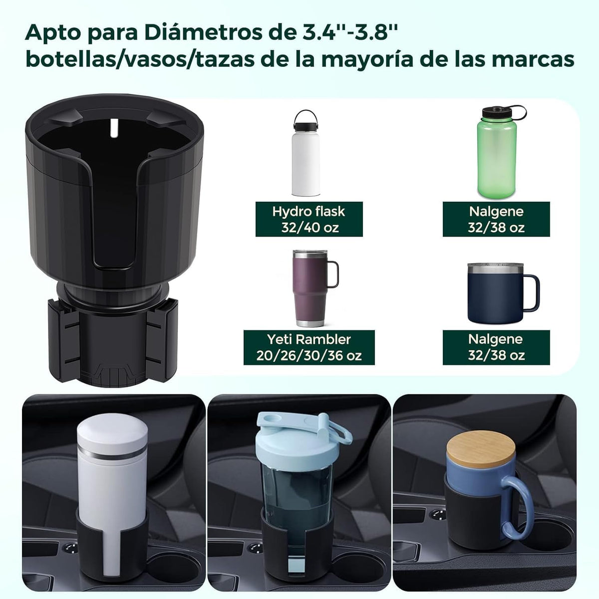 Car Cup Holder Expander for Subaru Forester 2019 2020 2021 2022 2023 2024, Adjustable Car Cup Insert Accessories, Large Water Bottles Holder with Expandable Arm