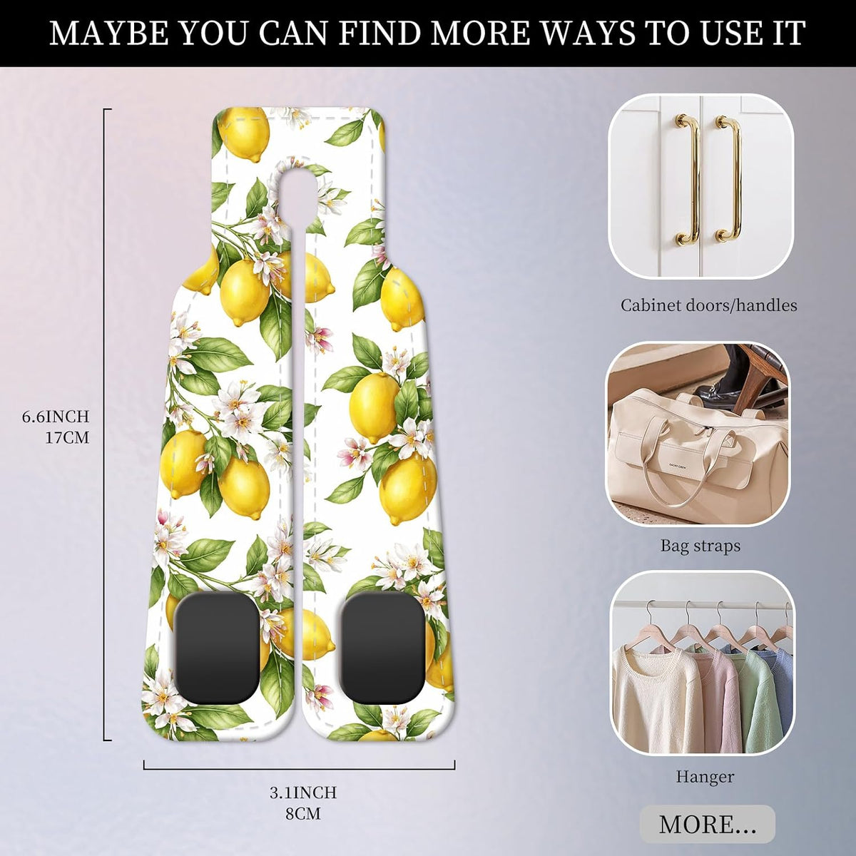 PU Leather Car Seat Hook, Storage Headrest Hanger, Cute Car Backseat Organizer, Car Hooks For Purses and Bags, Lemon Branch